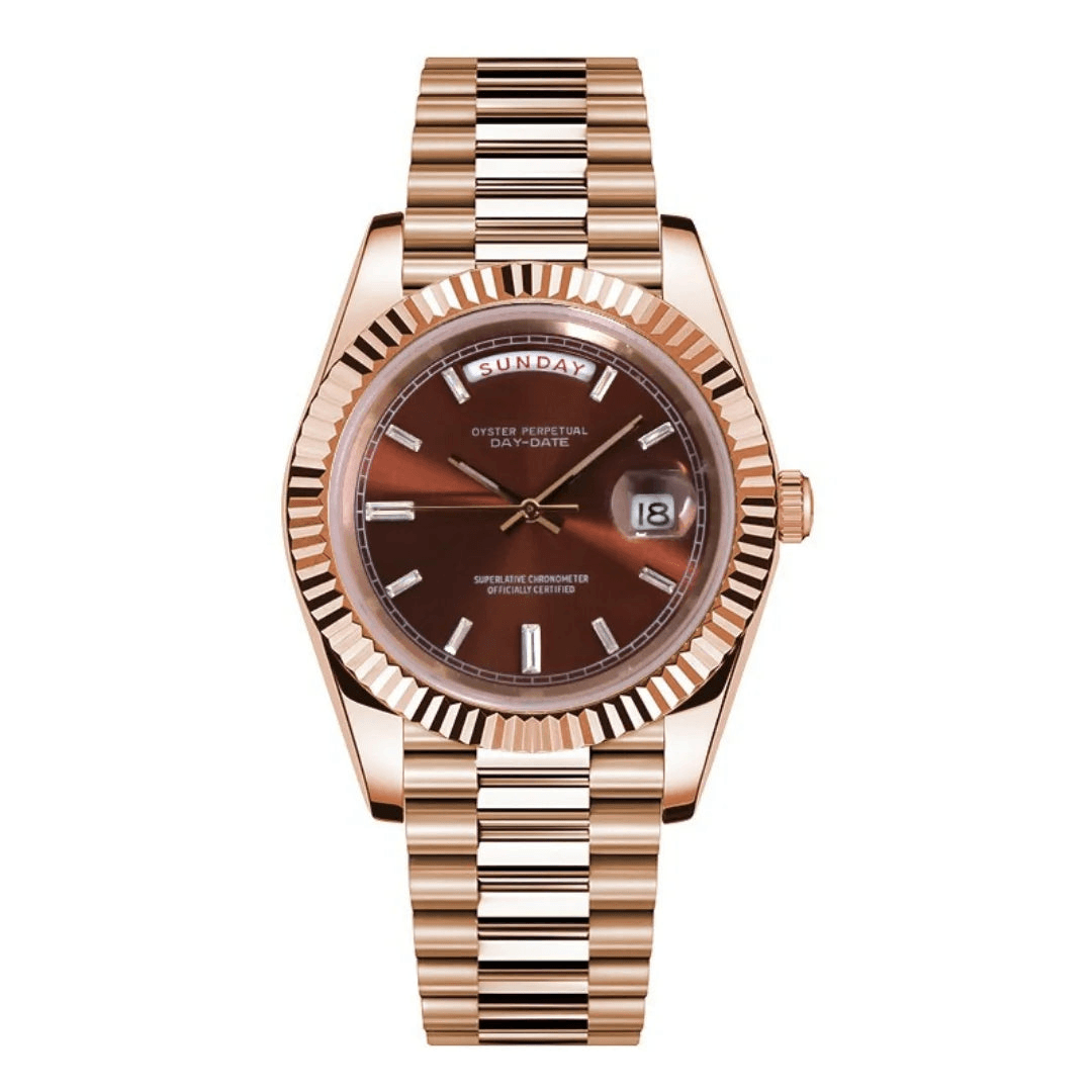 SEIKOJUST DAYDATE ROSE GOLD CHOCOLATE